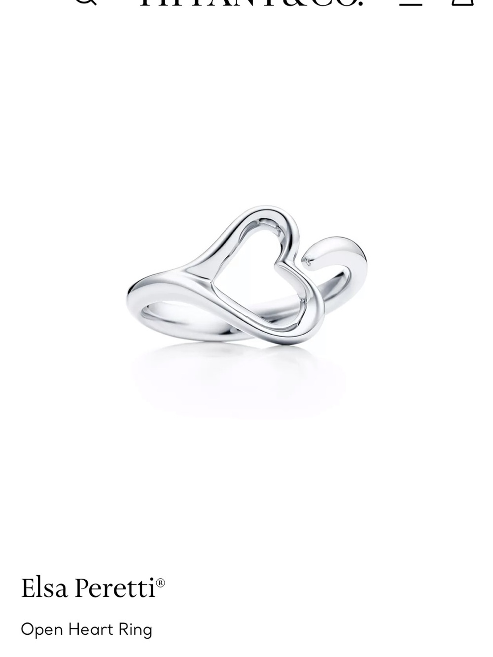 Tiffany & Co. Elsa Peretti Open Heart Ring - Silver